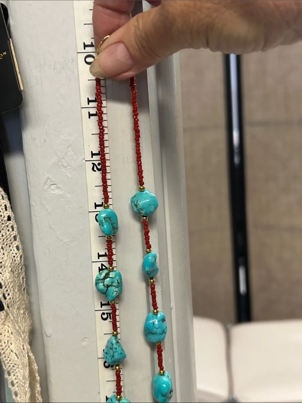 Lee Sands Turquoise Bead Necklace.Turquoise & Red! Nugget turquoise earrings.